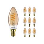 Voordeelpak 10x Philips MASTER Value LED Kaars E14 Vintage Filament Goud 2.5W 136lm - 927 Zeer Warm Wit | Beste Kleurweergave - Dimbaar - Vervangt 25W