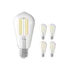 Voordeelpak 5x Calex Smart Rustiek Filament LED Lamp E27 7W 806lm 1800-3000| Tuya Wifi - Afstembaar Wit